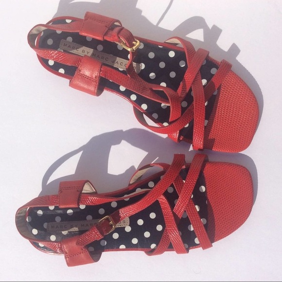 MARC by MARC JACOBS Red leather Sandals shoes 36 6 - Picture 4 of 5